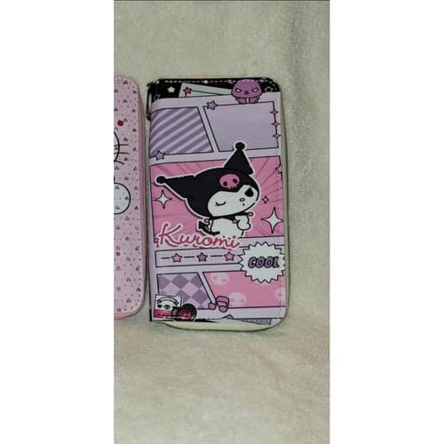 Sanrio Kuromi Pink Purple Zip-Around Wallet Stars Comic Design Kawaii - Image 1