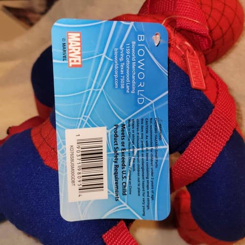 Marvel Spider-Man Plush Backpack Bioworld Red Blue Superhero Kids Bag NWT - Thumbnail 9