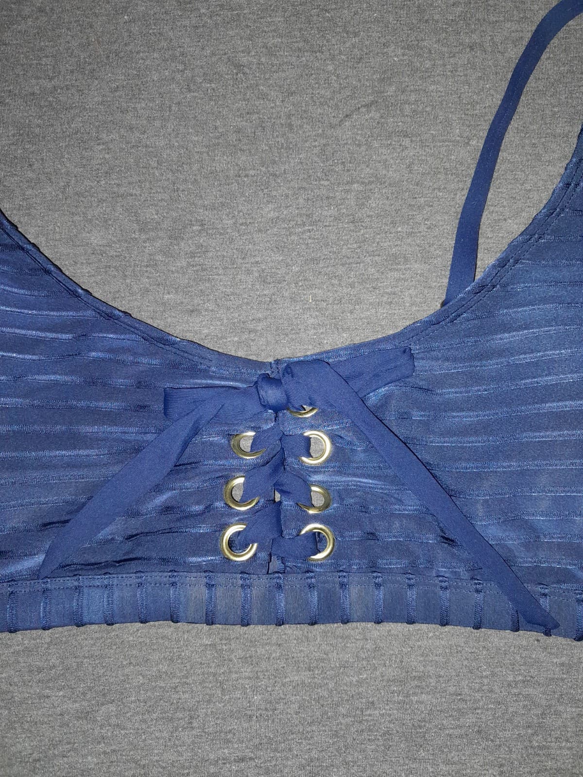 Time and Tru Women's Extra Large (16-18) XL Blue Textured Bikini Top - Thumbnail 2