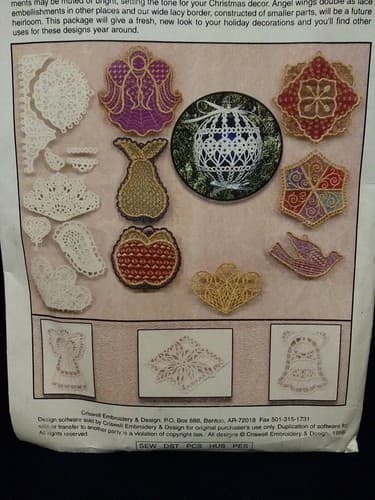 Holiday K-Lace Criswell Embroidery & Design 1998 Floppy Disc New Windows 95/98 - Thumbnail 3
