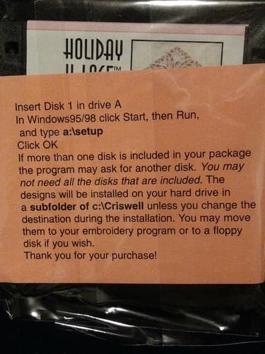 Holiday K-Lace Criswell Embroidery & Design 1998 Floppy Disc New Windows 95/98 - Thumbnail 5