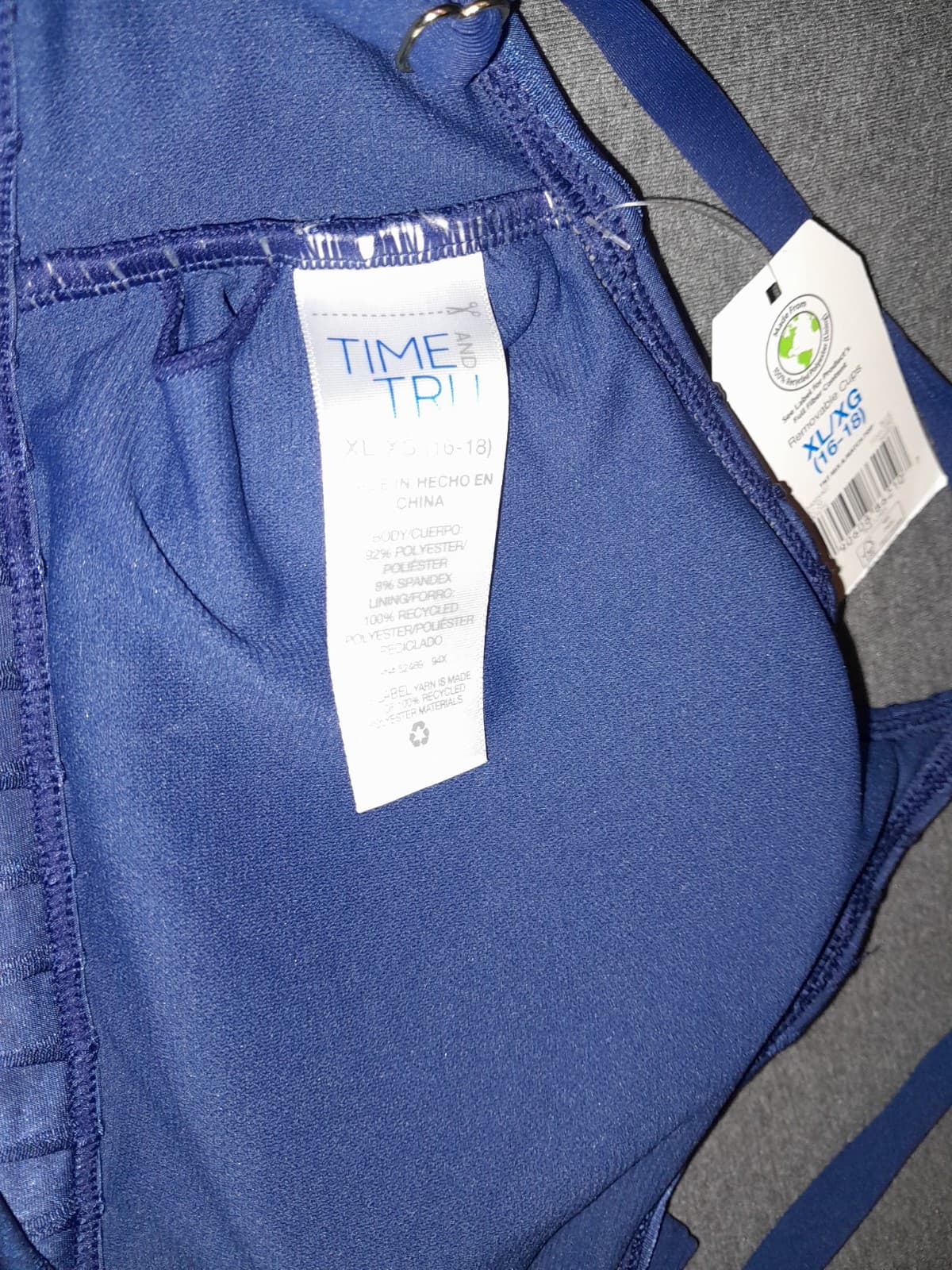Time and Tru Women's Extra Large (16-18) XL Blue Textured Bikini Top - Thumbnail 7