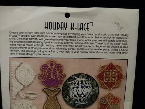 Holiday K-Lace Criswell Embroidery & Design 1998 Floppy Disc New Windows 95/98 - Thumbnail 2
