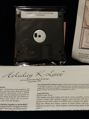 Holiday K-Lace Criswell Embroidery & Design 1998 Floppy Disc New Windows 95/98 - Thumbnail 4