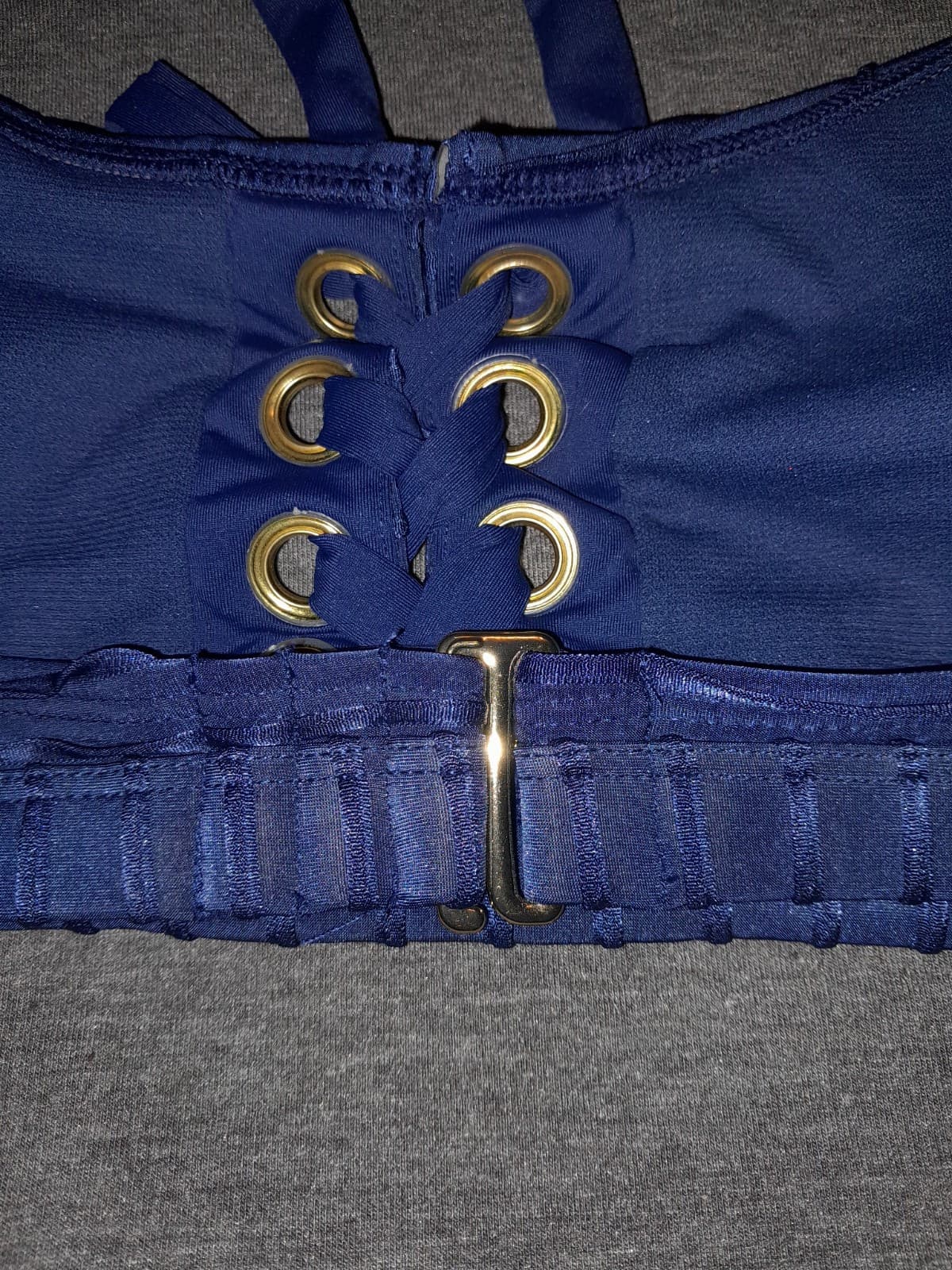 Time and Tru Women's Extra Large (16-18) XL Blue Textured Bikini Top - Thumbnail 6