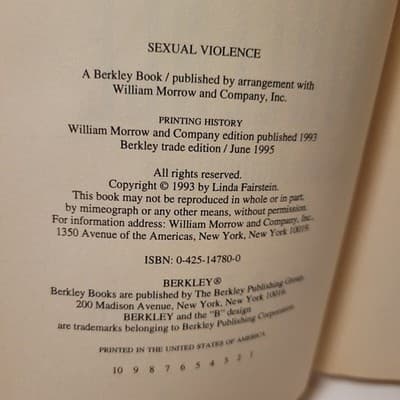 Sexual Violence Our War Against Rape Linda Fairstein 1995 Berkley Paperback - Thumbnail 9