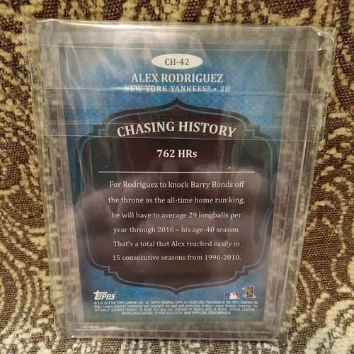 2013 Topps Chasing History #CH42 Alex Rodriguez 762 HRs Yankees Insert - Thumbnail 3