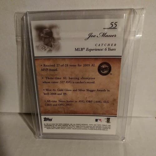 2010 Topps Tribute #55 Joe Mauer Twins Parallel Baseball Card - Thumbnail 2