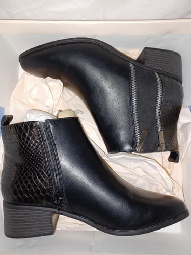 Justfab Booties Bianka Size 9 Black Zipper Ankle Boots Beautiful - Thumbnail 8