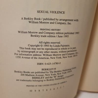 Sexual Violence Our War Against Rape Linda Fairstein 1995 Berkley Paperback - Thumbnail 10