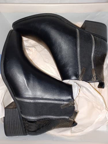 Justfab Booties Bianka Size 9 Black Zipper Ankle Boots Beautiful - Thumbnail 9