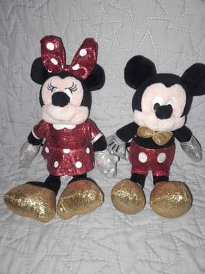 Disney Ty Sparkle Mickey & Minnie Mouse Plush Collectible Beanie Babies Set - Image 1
