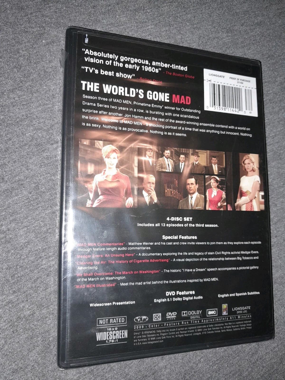 Mad Men: Season 3 Three (DVD, 2009, Widescreen) Jon Hamm Elisabeth Moss! - Thumbnail 2