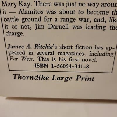 Over on the Lonesome Side James A Ritchie 1992 HC Thorndike Large Print Western - Thumbnail 4