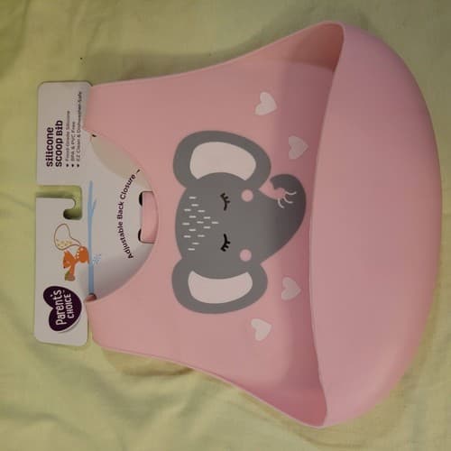 Parents Choice Silicone Scoop Bib Elephant 3 Pk Infant Bibs Cat Baby Feeding Set - Thumbnail 3