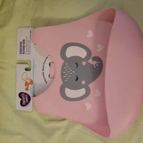 Parents Choice Silicone Scoop Bib Elephant 3 Pk Infant Bibs Cat Baby Feeding Set - Thumbnail 2