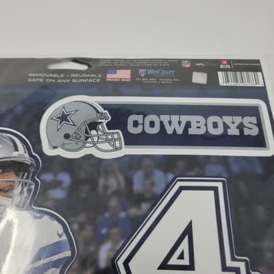 Dallas Cowboys Dak Prescott #4 NFL Multi Use Decal Set 4 Pack 16.5x11 Wincraft - Thumbnail 7