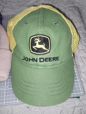 John Deere Trucker Hat Cap Small Green Yellow Mesh Snapback Embroidered - Image 1