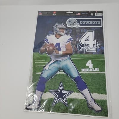 Dallas Cowboys Dak Prescott #4 NFL Multi Use Decal Set 4 Pack 16.5x11 Wincraft - Thumbnail 3
