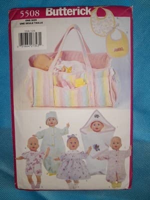 Butterick 5508 Pattern Clothes Baby Doll 15" To 16" Dress Romper Bib Diaper Bag - Image 1