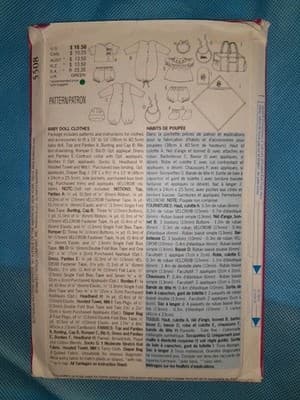 Butterick 5508 Pattern Clothes Baby Doll 15" To 16" Dress Romper Bib Diaper Bag - Thumbnail 3