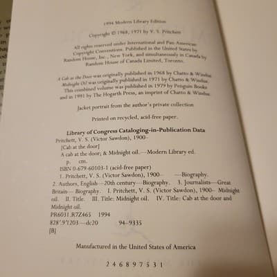 A Cab at the Door & Midnight Oil by V. S. Pritchett Modern Library 1994 HC - Thumbnail 10