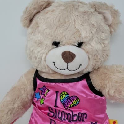 BUILD A BEAR Teddy Bear Plush 16in Beige Swirl Fur Slumber Parties Outfit Shoes - Thumbnail 6