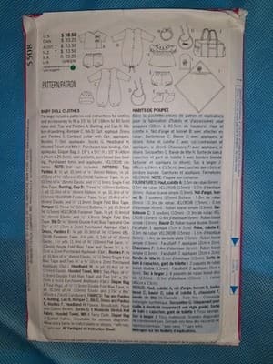 Butterick 5508 Pattern Clothes Baby Doll 15" To 16" Dress Romper Bib Diaper Bag - Thumbnail 4