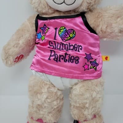 BUILD A BEAR Teddy Bear Plush 16in Beige Swirl Fur Slumber Parties Outfit Shoes - Thumbnail 4