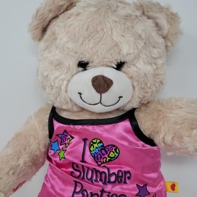 BUILD A BEAR Teddy Bear Plush 16in Beige Swirl Fur Slumber Parties Outfit Shoes - Thumbnail 7