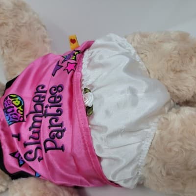 BUILD A BEAR Teddy Bear Plush 16in Beige Swirl Fur Slumber Parties Outfit Shoes - Thumbnail 14