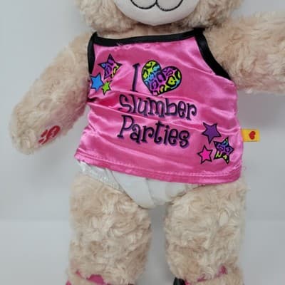 BUILD A BEAR Teddy Bear Plush 16in Beige Swirl Fur Slumber Parties Outfit Shoes - Thumbnail 5