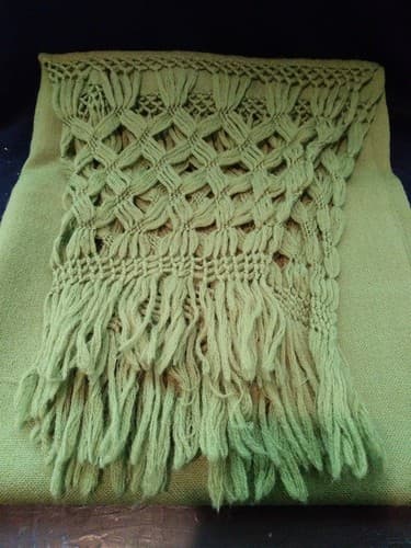 Women's Large Scarf Stole Wrap Shaw 36" plus 14" fringe × 26" wide Avocado Green - Image 1