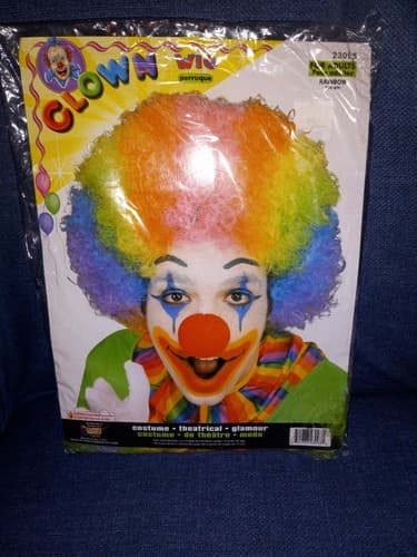 Clown Wig Circus Rainbow Curly Adult New!!! Cosplay Birthday Parties New - Image 1