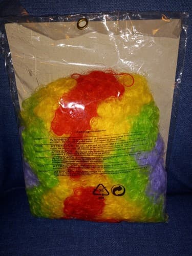 Clown Wig Circus Rainbow Curly Adult New!!! Cosplay Birthday Parties New - Thumbnail 2