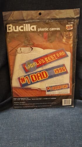 Bucilla FATHER'S DAY BOOKMARK PAIR Plastic Canvas KIT #6189 - Sealed - Thumbnail 2