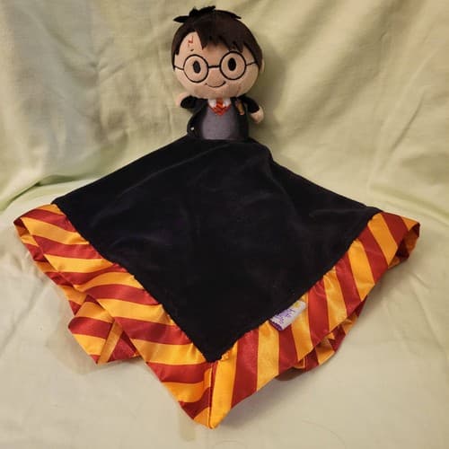 Harry Potter Plush Lovey Security Blanket Gryffindor Black Gold Red Satin Chibi - Image 1