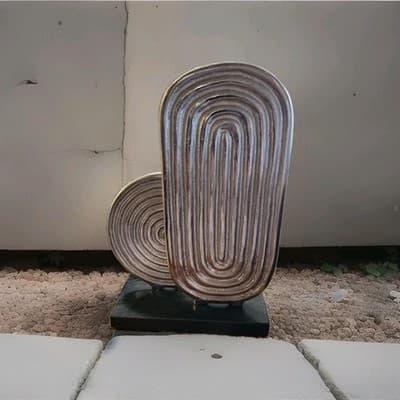 Handcrafted Indian Metal Abstract Sculpture Silver-Metallic - Image 1