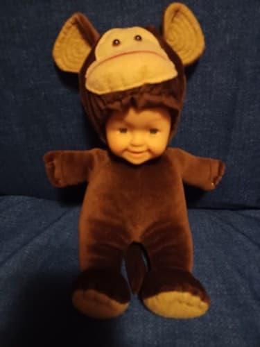 Dolly Pet Brown Monkey 9" Blue Eyes Smiling Baby Plush Kid Connection - Thumbnail 2