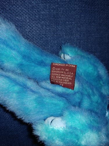 Ty Beanie Baby Azure Bear Blue Plush Stuffed Animal Toy Gift 8 Inch - Thumbnail 5