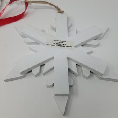 WOODEN SNOWFLAKE CHRISTMAS ORNAMENT White Rustic Farmhouse Holiday Decor 10x10x1 - Thumbnail 11