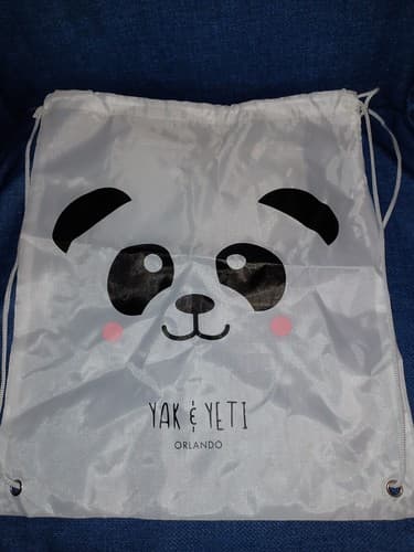 Disney Parks Orlando Yak & Yeti Cinch Sack Bag Backpack White Panda 13" x 16" - Image 1