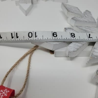 WOODEN SNOWFLAKE CHRISTMAS ORNAMENT White Rustic Farmhouse Holiday Decor 10x10x1 - Thumbnail 13