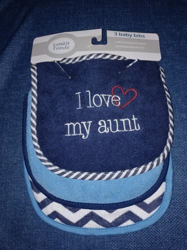 I love my Aunt 3Pk Bibs Luvable Friends Baby Boy Cotton Drooler Bibs Boy - Image 1