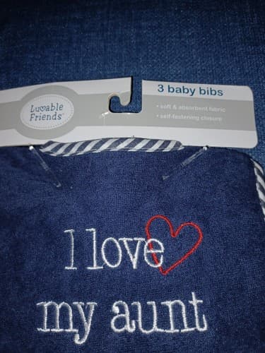 I love my Aunt 3Pk Bibs Luvable Friends Baby Boy Cotton Drooler Bibs Boy - Thumbnail 2