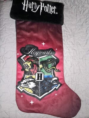 Harry Potter Hogwarts School Christmas stocking Fleece Faux Fur Embroidery - Image 1