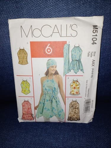 Uncut McCall's M5104 Bohemian BohoTunic Shirt Sash Bandana Scarf Sz 4 6 8 10 New - Image 1