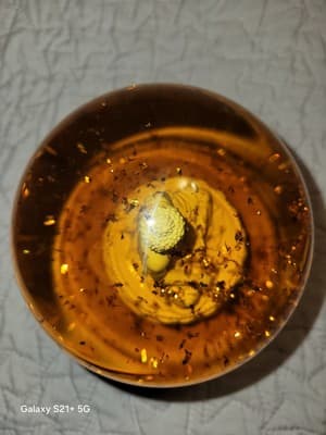 BUDDHA Meditation Snow Globe Gold Flakes Amber Glass Zen Decor 6.5in - Thumbnail 6