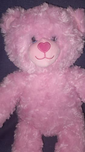 Build a Bear Pink Happy Hugs Swirl Fur Teddy Baby Plush 16” Heart Nose - Thumbnail 3