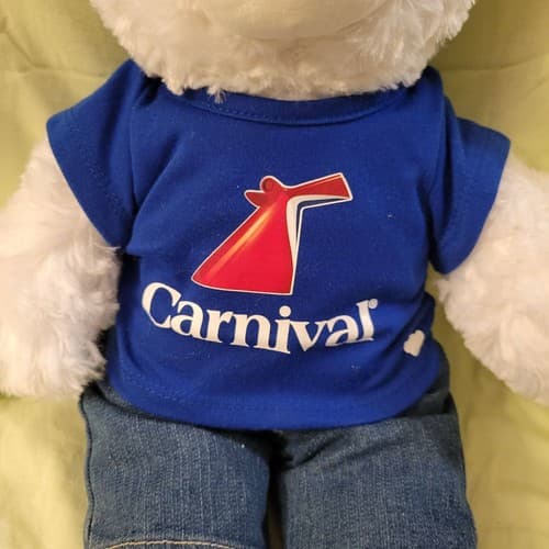Carnival Cruise Build-A-Bear Plush Teddy Bear White 17" Blue Shirt Jeans Logo - Thumbnail 3